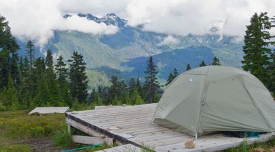 Tent setup with some pretty nice views