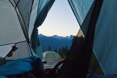 A very scenic pre-sunrise view out the tent